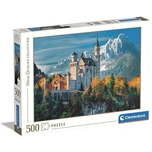 Clementoni - Kasteel Neuschwanstein - 500 stukjes puzzel - geduld en reflectie spel - liggend formaat - netto afbeelding - 49 x 36 cm - vanaf 14 jaar