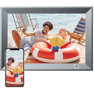 KODAK 10,1 inch digitale fotolijst met metalen rand Wi-Fi 16 GB geheugen HD IPS touchscreen Deel foto's via de app (10,1 inch)