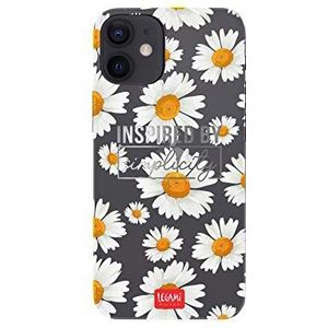 Legami - Transparante hoes voor iPhone 12 Mini, 13,5 x 6,7 cm, Daisy-design, dun en transparant, beschermt de telefoon, onderstreept het ontwerp, garandeert toegang tot de knoppen aan de zijkant en de laadpoort