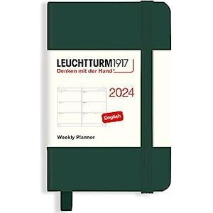 LEUCHTTURM1917 367640 weekplanner mini (A7) 2024, 12 maanden, bosgroen, Engels