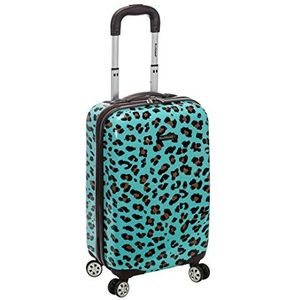 Rockland Safari koffer met harde wielen, Blauw luipaardpatroon., Safari harde bagage met zwenkwielen
