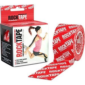 Rocktape Kinesiologie tape voor sporters, waterbestendig, vermindert pijn en herstel na letsel, 5 cm x 5 m, ongesneden, rood logo