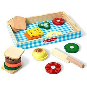 Melissa & Doug Houten sandwichspeelgoed | speelgoed voor peuters | speelgoedkeuken | speelkeuken | eten spelen | speelgoedvoer | houten speelgoed | simulatiespel | Montessori speelgoed | 3