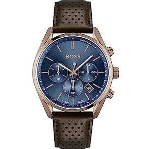 BOSS Herenhorloge Chronograaf Champion, Blauw, Leder