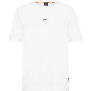 BOSS TChup T-shirt voor heren, katoen, stretch logoprint, Wit.