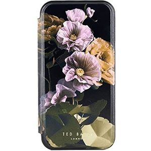 Ted Baker Spiegelende papieren hoes met bloemen compatibel met iPhone 15 Pro Max, zwart goud