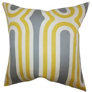 The Pillow Collection Persis kussensloop, geometrisch, katoen, 10465 x 10465 x 3659 cm, geel