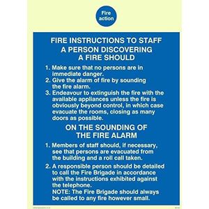 Viking Signs MF332-A5P-PV Fire Action Fire Instructie To Staff Sticker 200 mm H x 150 mm B