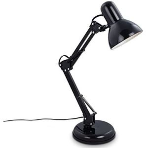 Briloner - Bureaulamp draaibaar, tafellamp met draadschakelaar, retro tafellamp E14, 546 x 224 mm (DxH), zwart