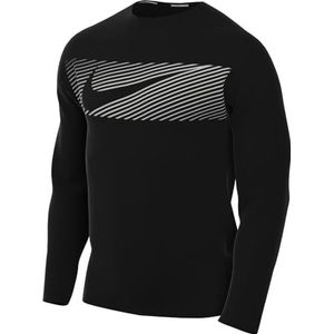 Nike Men's Top M Nk Df Uv Miler Top Ls Flash, Black/Reflective Silv, FB8552-010, L