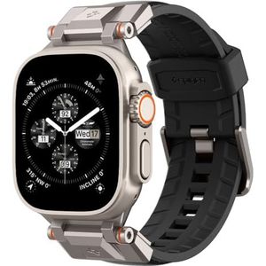 Spigen Dura Pro Armor PU-armband ontworpen voor Apple Watch Ultra 2 / Ultra 49 mm, Series 9/8/7 45 mm, Series SE2/6/SE/5/4 44 mm en Series 3/2/1, robuust en waterdicht reservebandje (1 stuk) - PU,