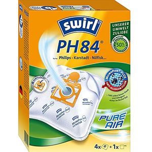 Swirl PH 84 MicroPor Plus stofzuigerzakken voor Philips, Karstad, Nilfisk stofzuiger, anti-allergeen filter, 4 stuks incl. filter