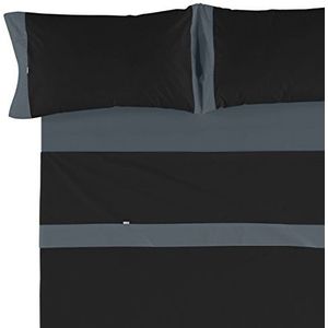 Es-tela Lisos Applique 50/50 beddengoedset, 4-delig, zwart/grijs, katoen, polyester, bed 150/170 (kingsize)