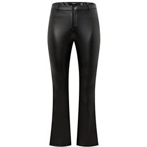 Vero Moda VMAMIRA Mr Flared PL fleece broek Curve Short, zwart, 48/32 voor dames, zwart, 48 W/32 l, zwart.