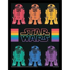 Star Wars Poster encadré édition collector (R2D2 Rainbow Pride Design) 30 x 40 cm – Produit officiel