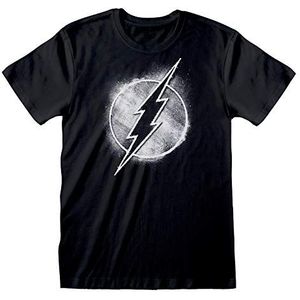 DC Comics The Flash T-shirt voor heren met ronde hals, eenkleurig, 100% katoen, officieel gelicentieerd product, maten S - 2XL, zwart.