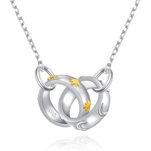 HOOHWE Damesketting van 925 sterling zilver met maan- en sterhanger, sterling zilver, Sterling Zilver