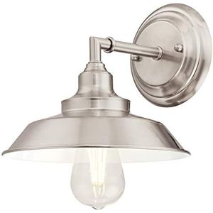 Westinghouse Lighting Verlichting Westinghouse 63543 Iron Hill enkele lamp wandlamp geborsteld nikkel afwerking