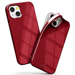 Goospery Pearl Jelly beschermhoes voor iPhone 13, levendige kleur met lichte glans, glinsterende pailletten, glanzende look, dunne achterkant van TPU-rubber (rood)