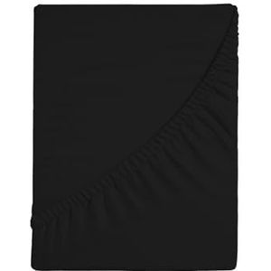 Zer0bed, Hoeslaken voor eenpersoonsbed, effen, 100% katoen, maxi-hoek 30 cm, 1-zits, zwart, 90 x 200 cm