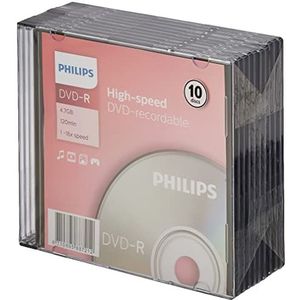 Philips DVD-R Wit (4,7 GB gegevens/120 min. Video, 16 breedbandopnames, 10 dozen)