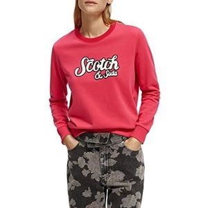 Scotch & Soda Dames ronde hals sweatshirt met artwork print, Rose Cosmic (5114), S, Cosmic Rose (5114)