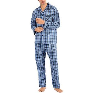 Hanes Plain-Weave heren geweven pyjamaset, blauwgroen geruit