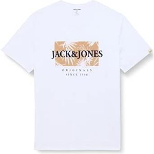 JACK&JONES PLUS Jorcrayon Branding Tee SS Crew Neck Pls T-shirt voor heren, Helder wit.