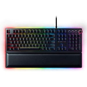 Razer Huntsman Elite (Switch Scatto) - Premium gaming toetsenbord met geëvolueerde Opto-Mechanical switch (Key stabilizer bar, Polssteun) US-Layout | Zwart