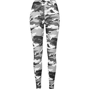Urban Classics dames Comfortabele sportbroek, rekbare trainingsbroek met militaire print, regular skinny fit Camouflage Leggings, Sneeuw Camo, L