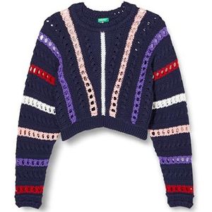 United Colors of Benetton Pull Filles et Filles, Bleu foncé à rayures multicolores 252, 120