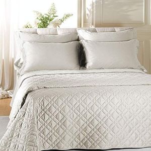 Caleffi - Gewatteerde sprei, satijn, eenkleurig, voor tweepersoonsbed, wit