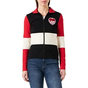 Love Moschino Damesjas met ritssluiting, jersey, viscose, super rekbaar, op maat gemaakt met geborduurde Storm Knit Hart-patch, zwart/wit/rood, maat 40, Zwart/Wit/Rood