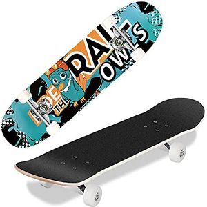 Hikole Compleet skateboard voor beginners, jongeren, meisjes, kinderen, kruisplank 80 x 20 cm, Canadese esdoorn, 7-laags, kogellagers ABEC-7