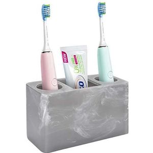 Luxspire Tandenborstelhouder, elektrische tandenborstelhouder van hars met 3 sleuven, hygiënische tandpastadispenser, badkamerorganizer, 14 x 6,5 x 9,5 cm, grijze inkt