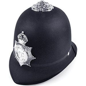 Bristol Novelty BH031 Politie helm hoed kostuum | 1 stuk | zwart | één maat 14 jaar hard plastic, uniseks voor volwassenen