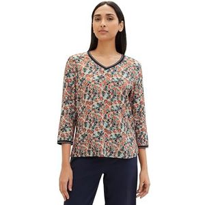 TOM TAILOR Dames T-shirt, 32369 - Kleine grijze Tie Dye Floral