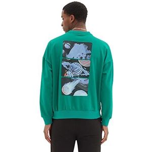 Trendyol Oversize sweatshirt ronde hals Galaxy trainingspak heren, groen, XS, Groen