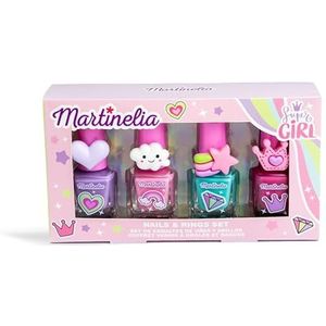 MARTINELIA - Manicureset voor kinderen - Set met 4 nagellakken op waterbasis voor kinderen - 4 nagellakken en ringen voor meisjes - Zonder giftige producten - Cadeauset voor meisjes