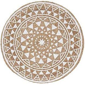 Douceur d'intérieur ronde decoratieve mat (0) 90 cm jute print silha wit