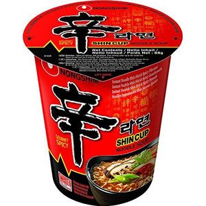 Nong Shim Spicy Shin Cup Noodle Soup 68 g (6 stuks)