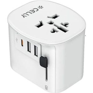 Celly Multiplex30 WWH, meervoudige reisoplader, snel opladen tot 30 W, universele adapter, ruimtebesparend meervoudig stopcontact, met USB-A USB-C