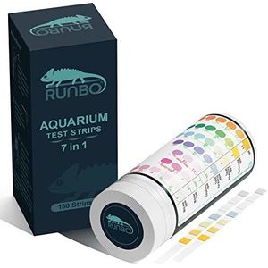 RUNBO 150 stuks 7-in-1 aquariumteststrips - testset voor zoetwateraquaria - nauwkeurige test van de totale hardheid - totale alkaliteit - nitrietnitraatcarbonaat Cl2 pH