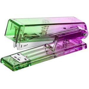 Idena 11360 - Agrafeuse d'agrafes, Peut contenir jusqu'à 20 feuilles, agrafeuse de bureau en violet et vert, dimensions environ 12,9 x 3,4 x 6,4 cm, convient pour l'école et le bureau