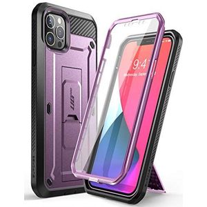 SUPCASE Beschermhoes voor iPhone 12 Pro Max 5G (2020), 6,7 inch, schokbestendig, volledige bescherming, robuust [Unicorn Beetle Pro] met geïntegreerde displaybescherming, standaard, riemclip (paars)