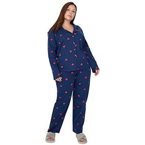Trendyol Trendyol Pyjamaset voor dames met zoom, pyjamaset voor dames, Navy Blauw