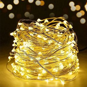 SALCAR Kleurrijke led-lichtketting 10 meter / 33 ft 100 diodes in micro-USB-koperdraad voor kerstfeest, feestdecoratie (warm wit)
