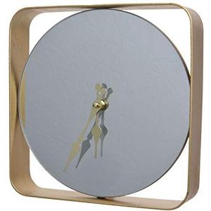 Vierkante klok en spiegel van ijzer, goudkleurig