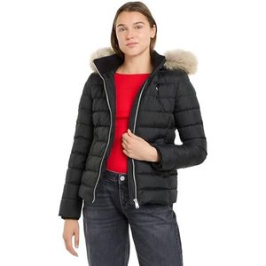 Tommy Jeans Donsjack voor dames, basic met capuchon, Zwart