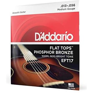 D'Addario Akoestische gitaarsnaren | snaren voor folk gitaar | EFT17 | fosforbronzen snaren met plat bovennet voor akoestische gitaar/resonatorgitaar 13-56